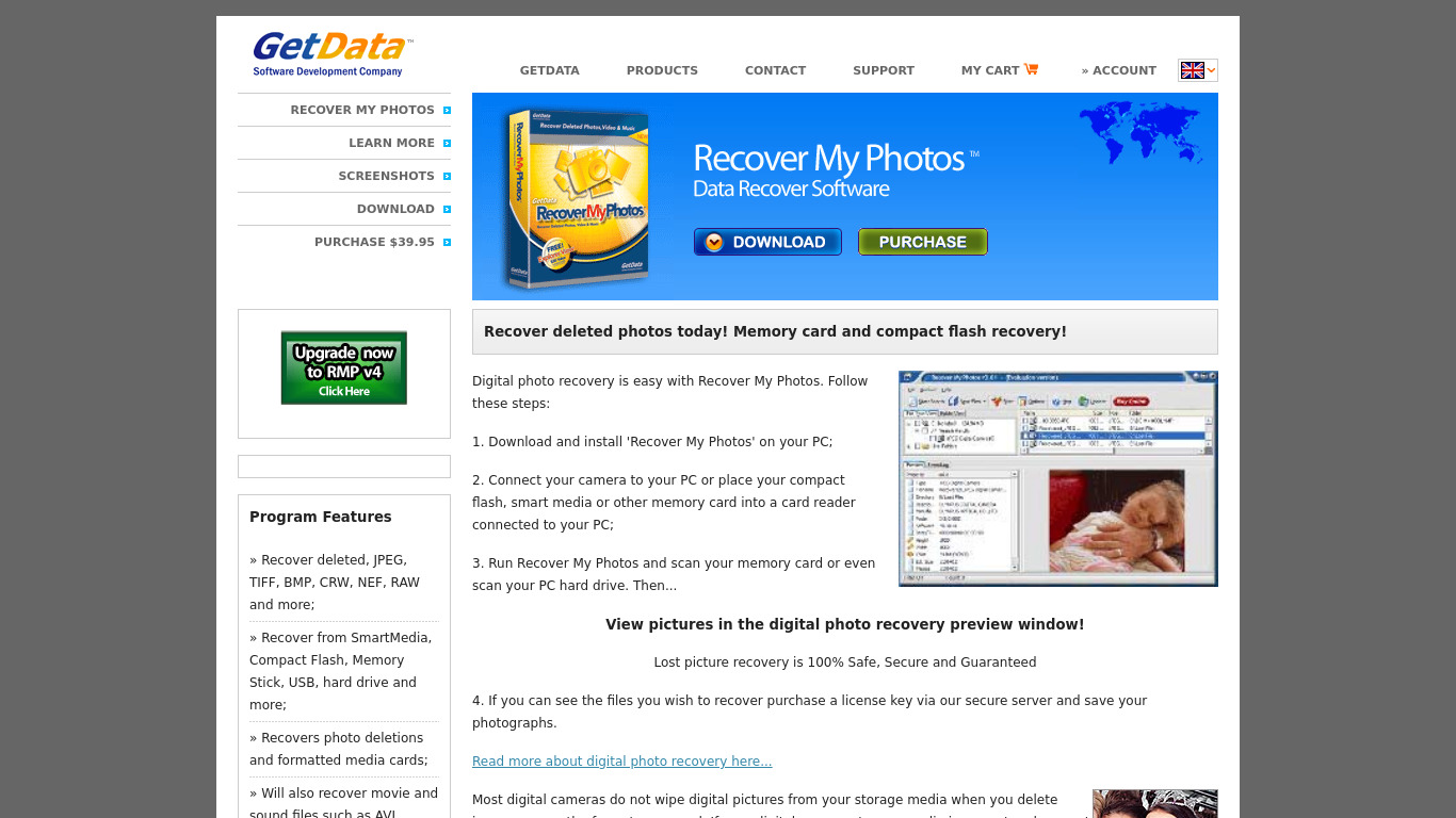 Recover My Photos Landing page