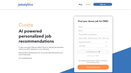 jobalytics.co Curate Job Recommendations image
