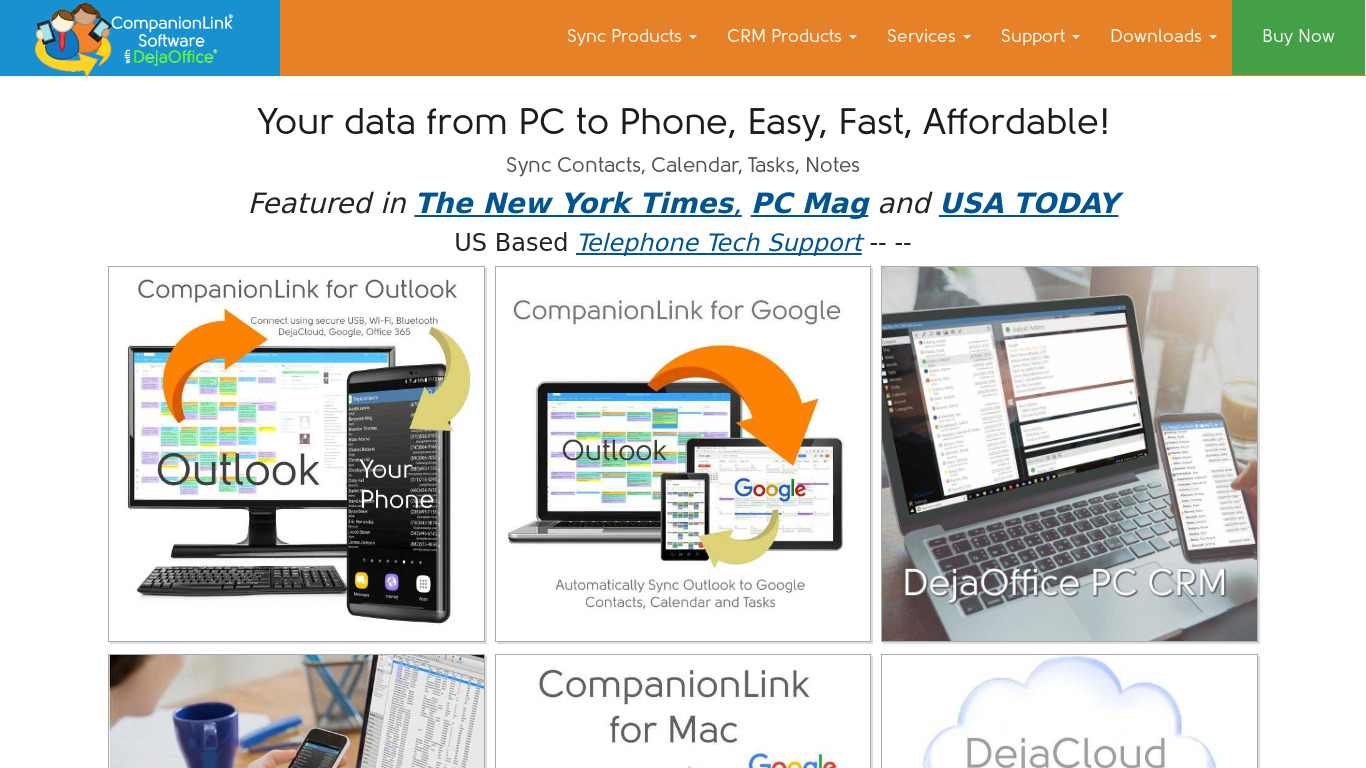 CompanionLink Landing page