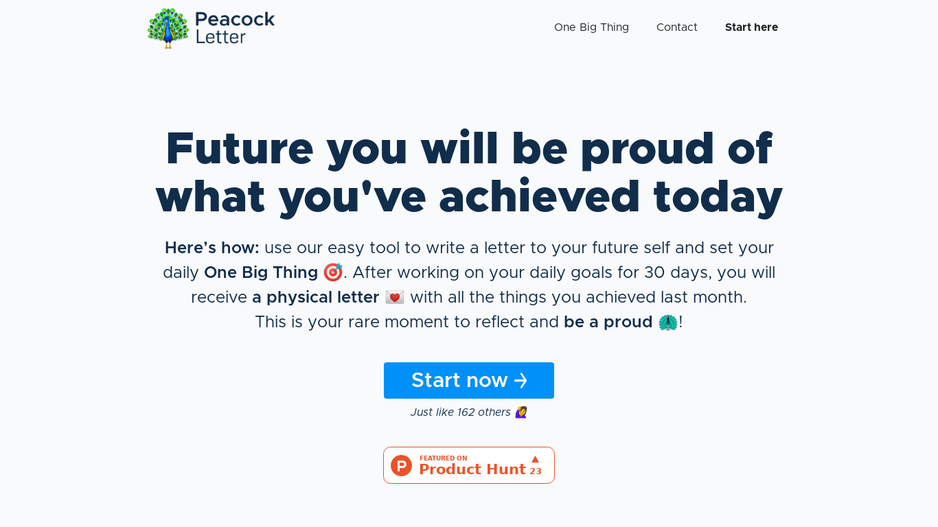 Peacock Letter Landing page