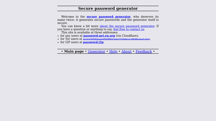 Secure password generator (twice secure) Landing Page
