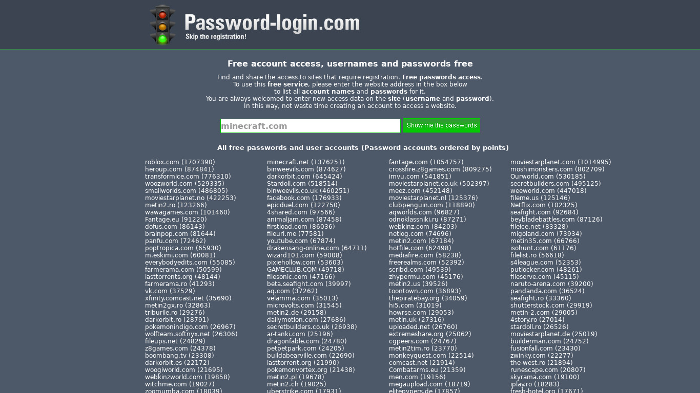 Password-Login Landing page