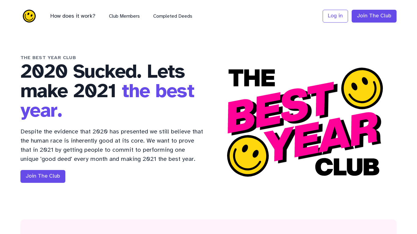 The Best Year Club Landing page