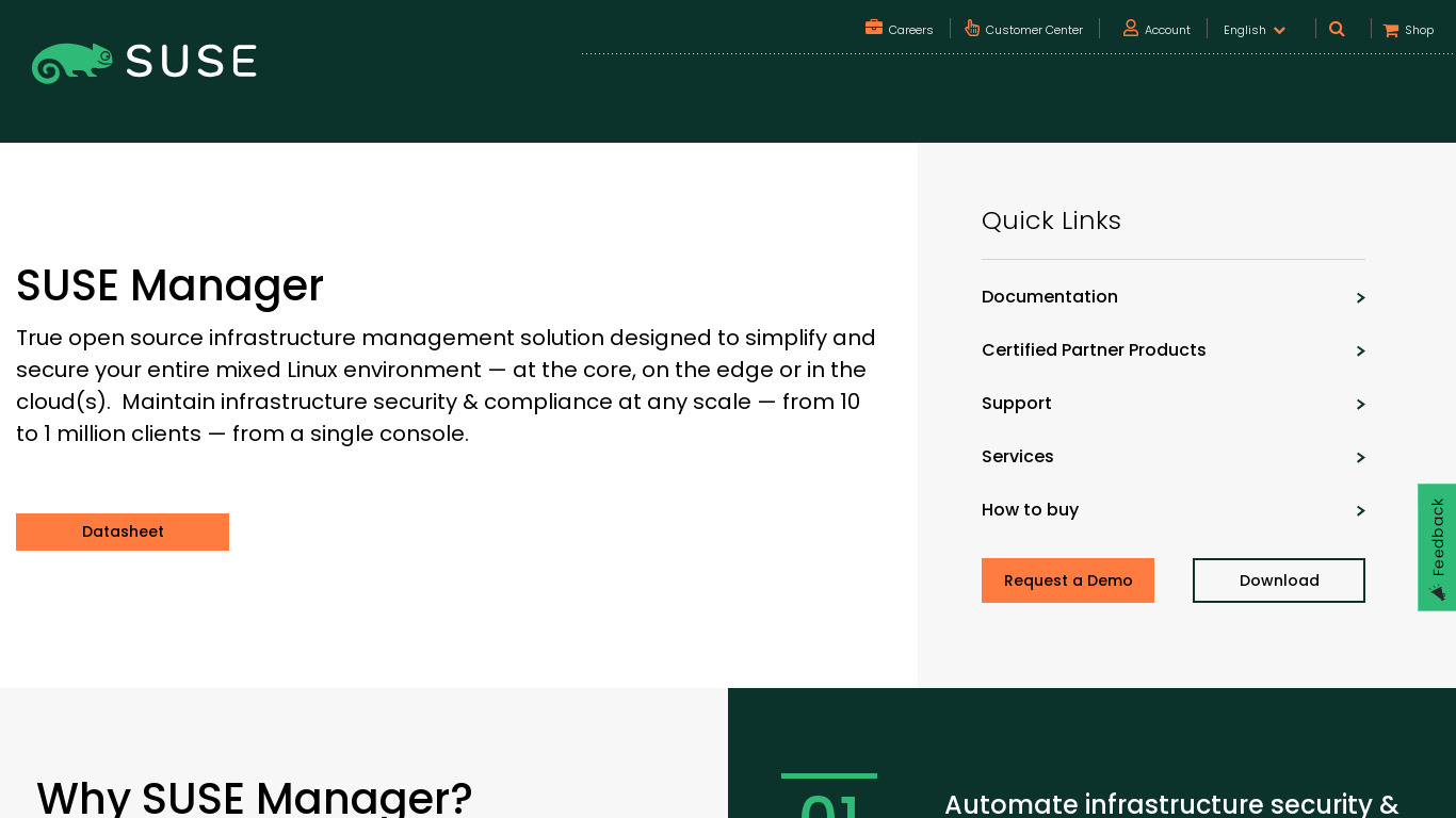 SUSE Manager Landing page