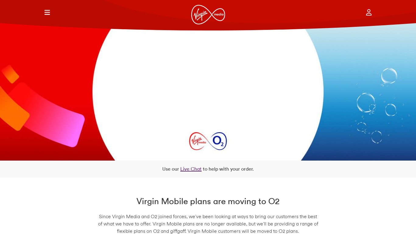 Virgin Mobile Landing page