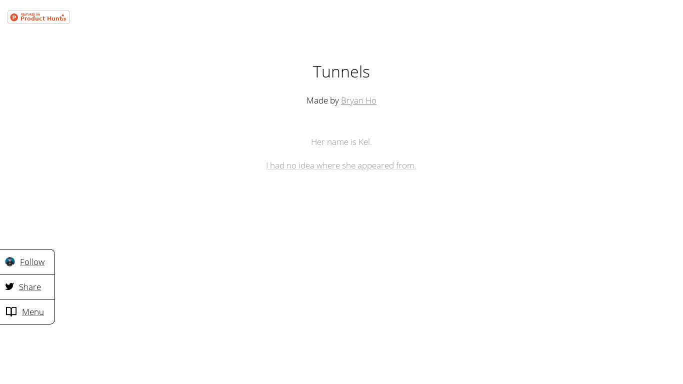 Tunnels Landing page