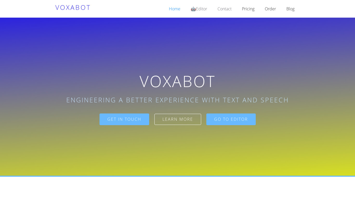 Voxabot Landing page