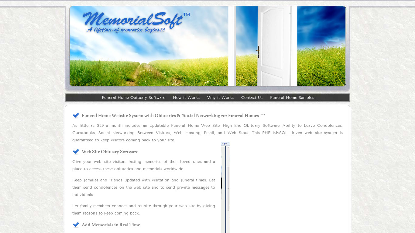 MemorialSoft Landing page