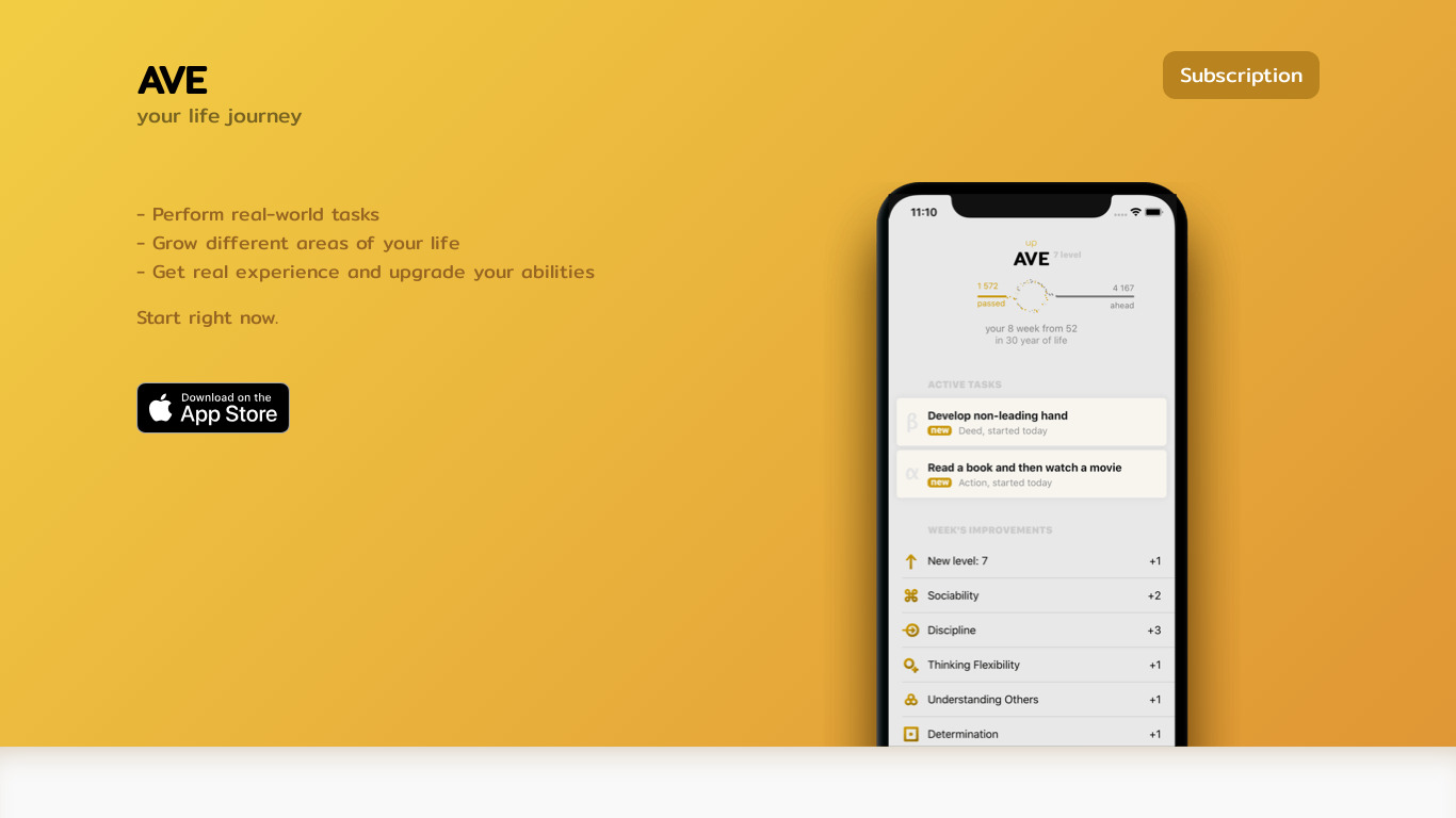 AVE Landing page