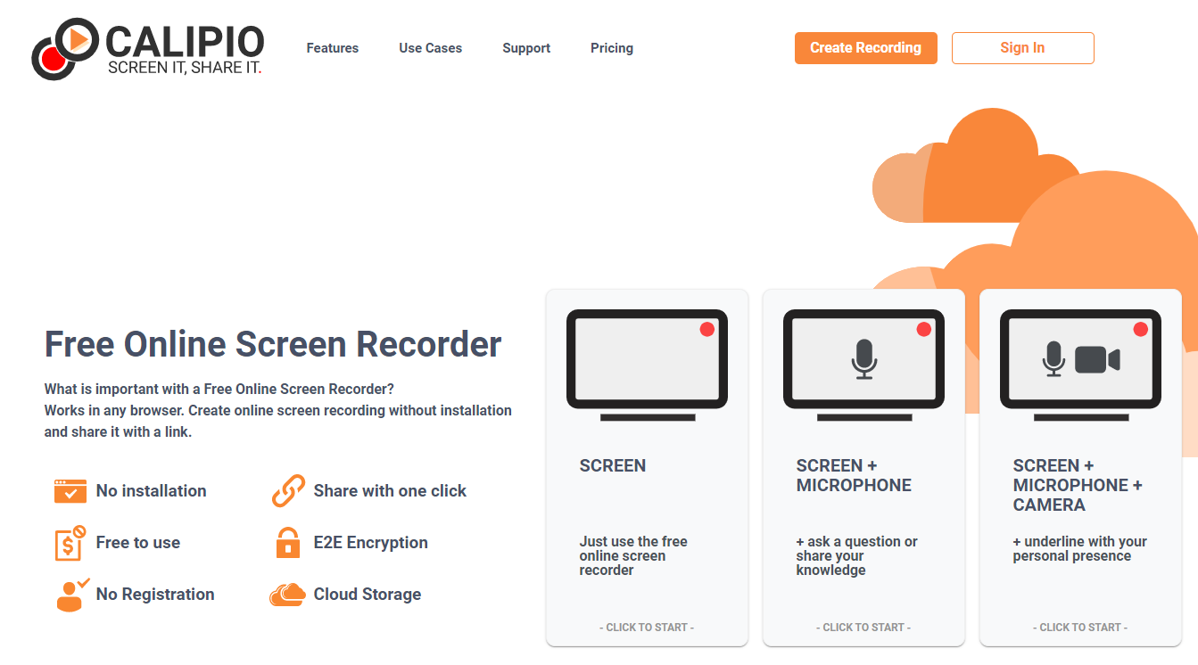 CALIPIO Recorder Landing page