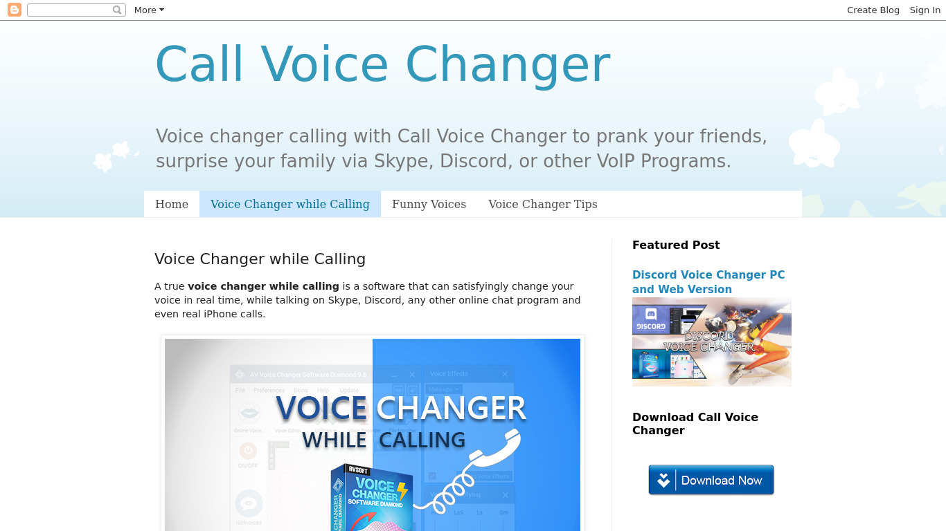 Change Voice While Calling Landing page