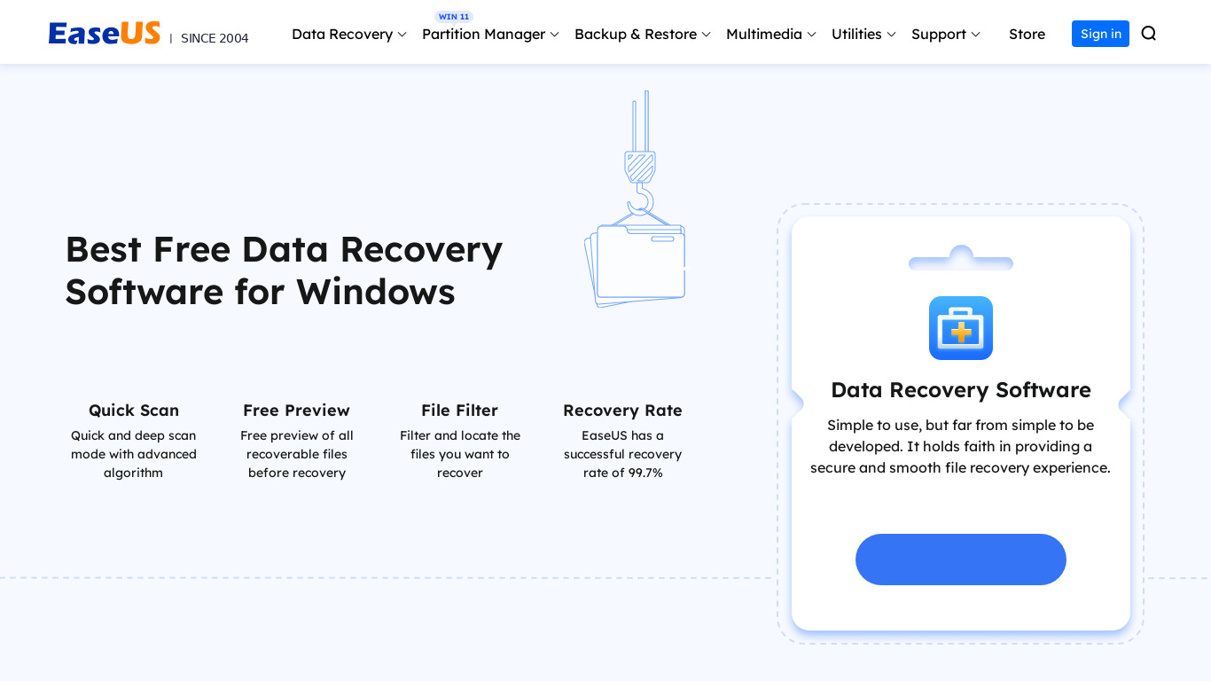 EASEUS Photo Recovery Landing page