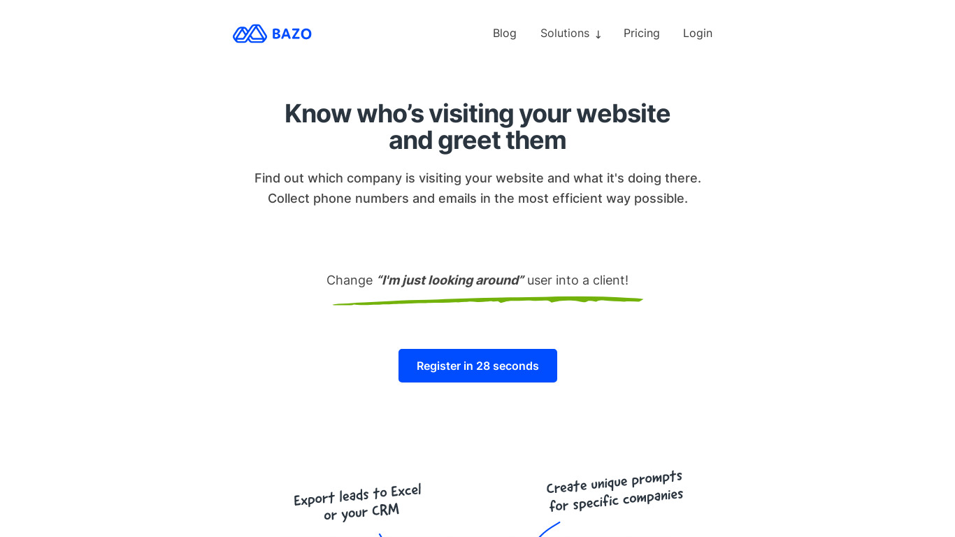 BAZO.iO Landing page