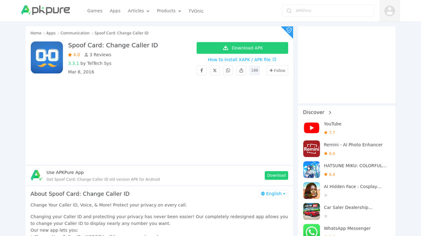 Spoof Card: Change Caller ID Landing Page