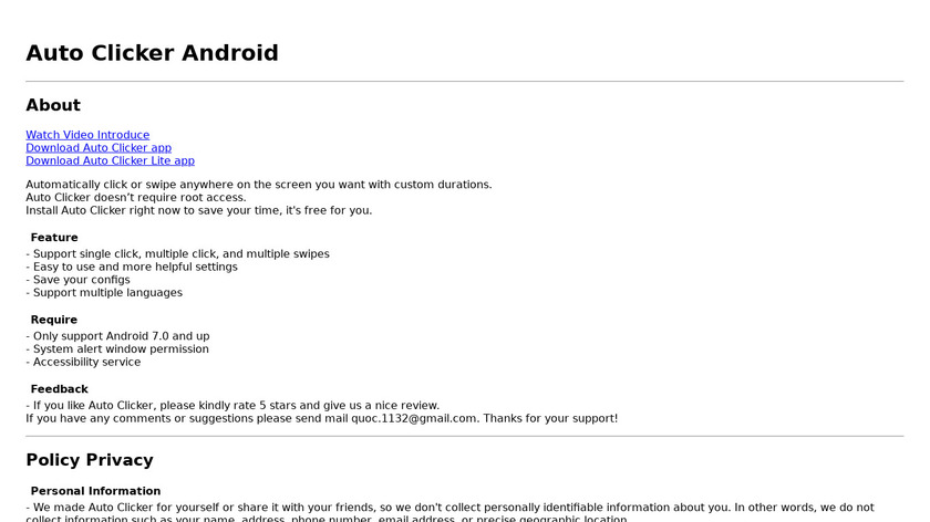 Auto Clicker Landing Page