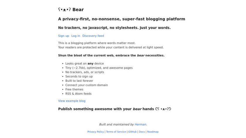 Bear Blog Landing Page