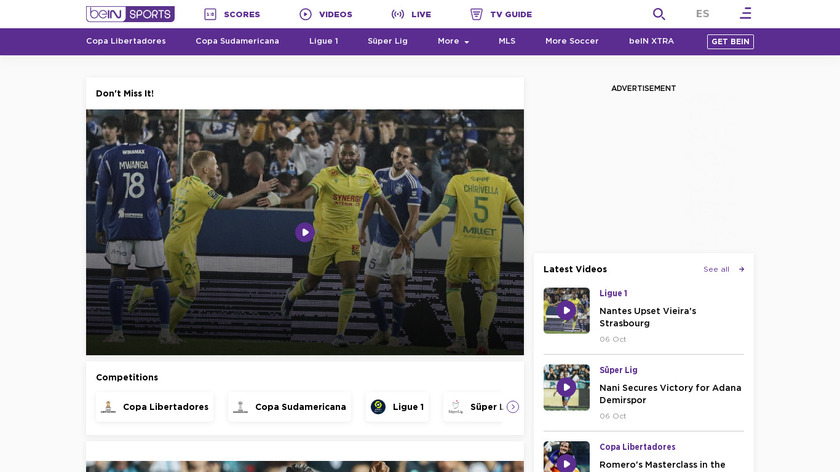 beIN SPORTS Landing Page