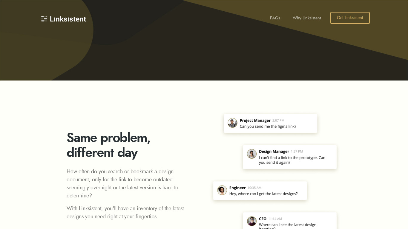 Linksistent Landing page