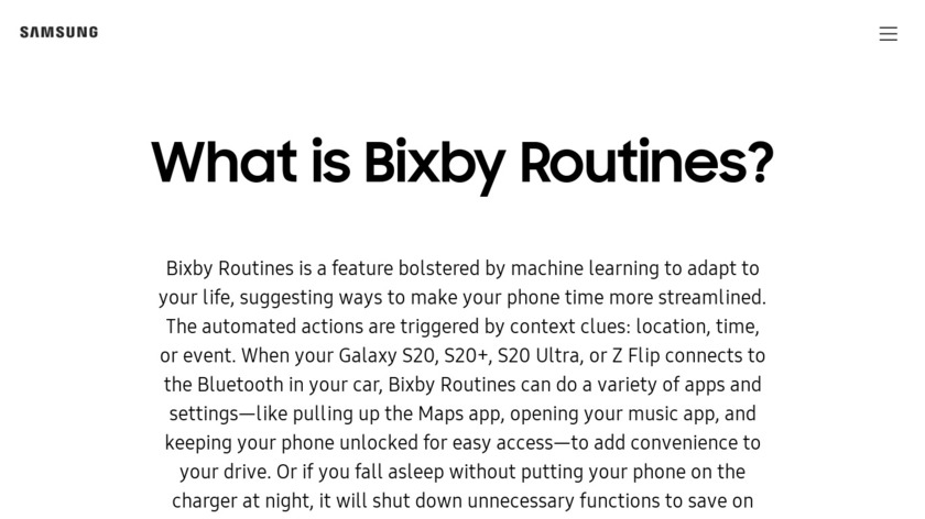 samsung.com Bixby Routines Landing Page