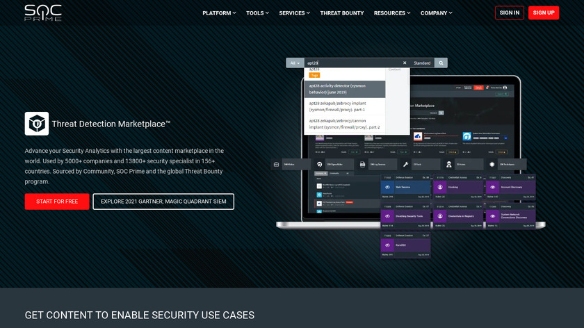 SOC Prime Threat Detection Marketplace Landing Page