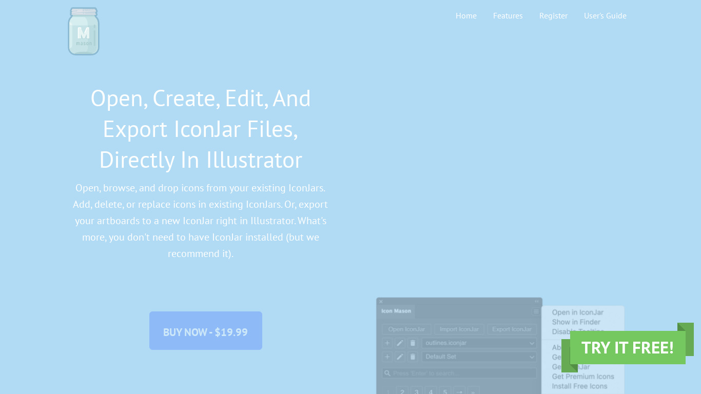 Icon Mason Landing page