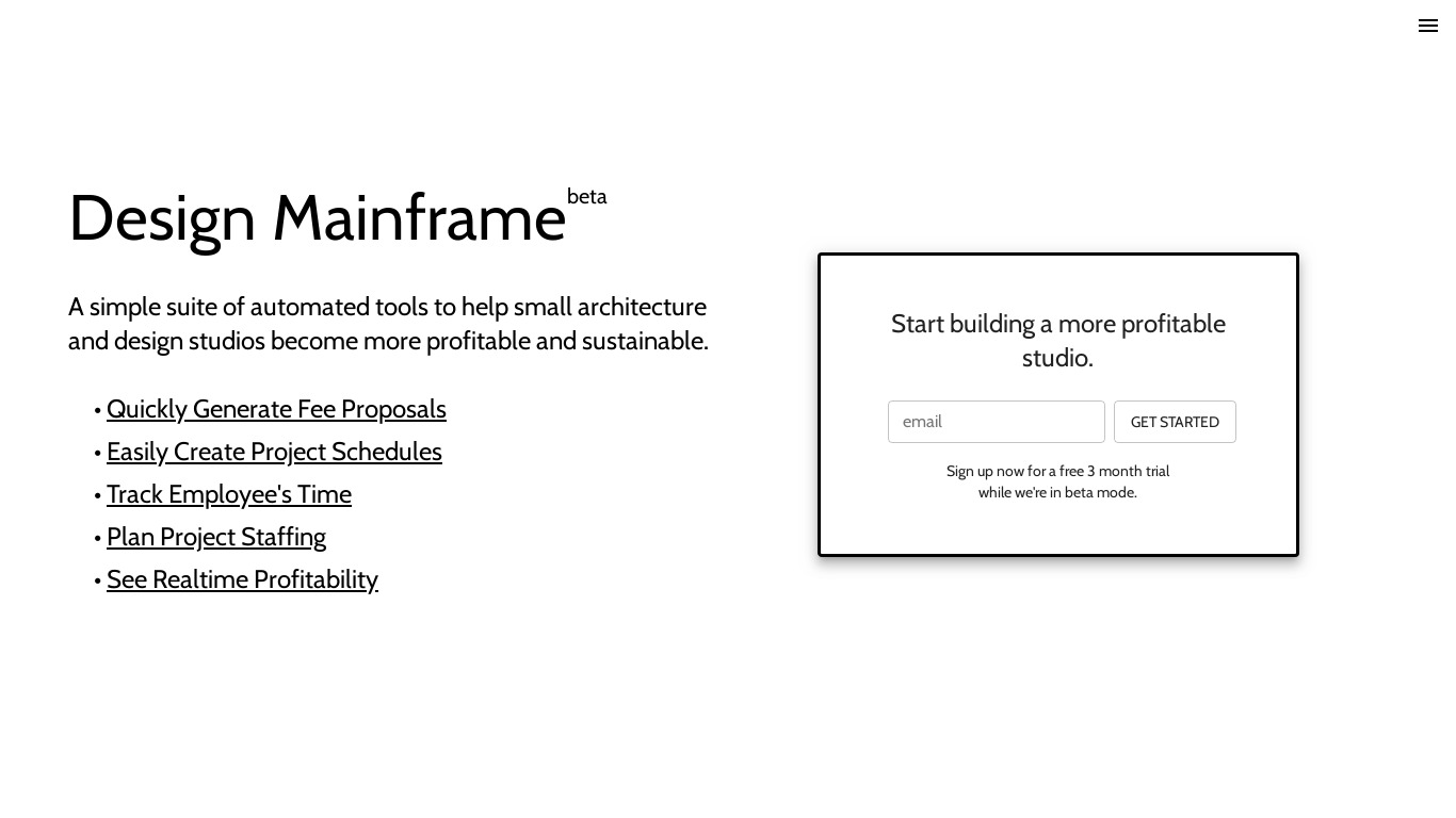 Design Mainframe Landing page