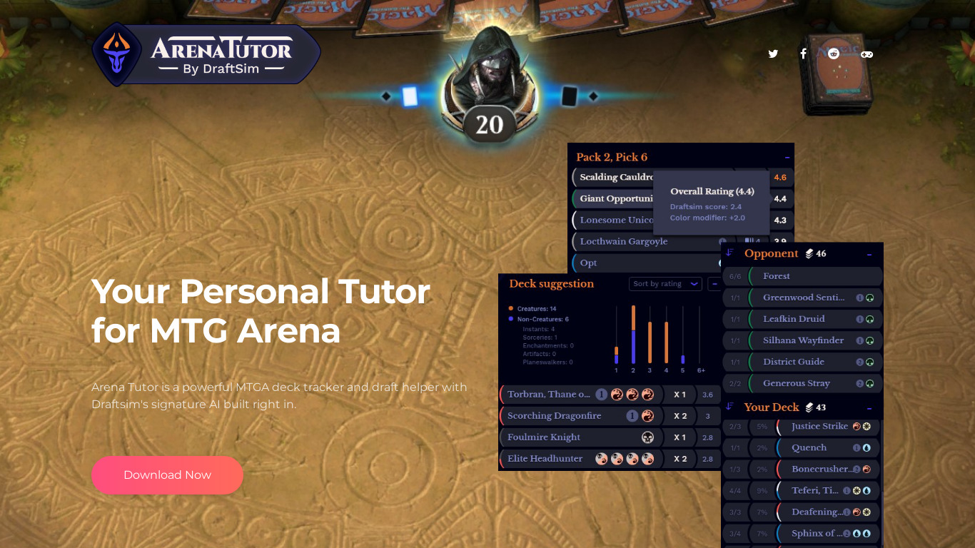 Arena Tutor Landing page