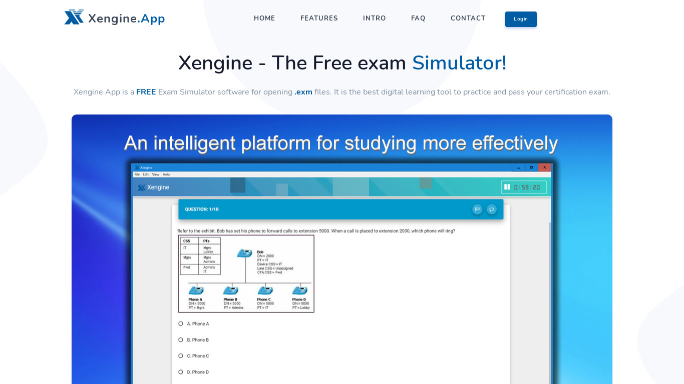 Xengine App Landing page