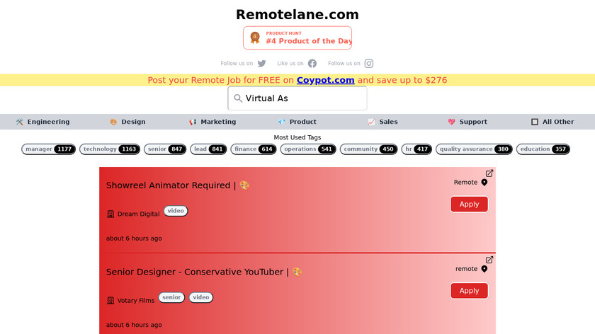 Remotelane Landing Page