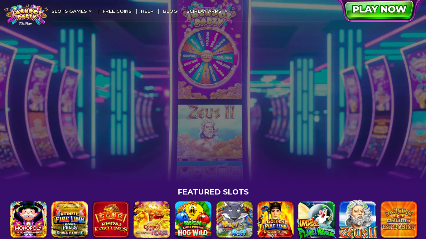 Jackpot Party Casino Slots Landing page