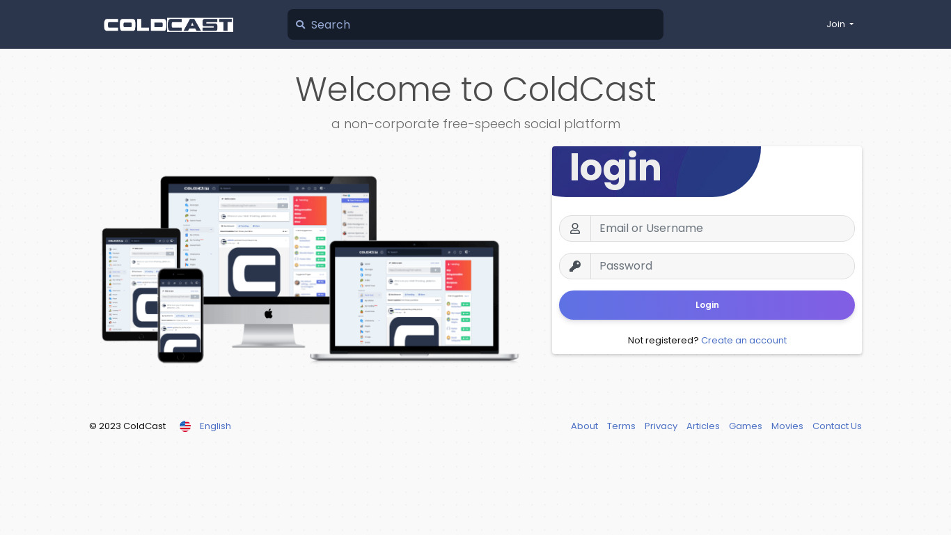 ColdCast Landing page