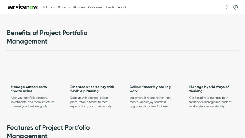 ServiceNow Project Portfolio Management Landing Page