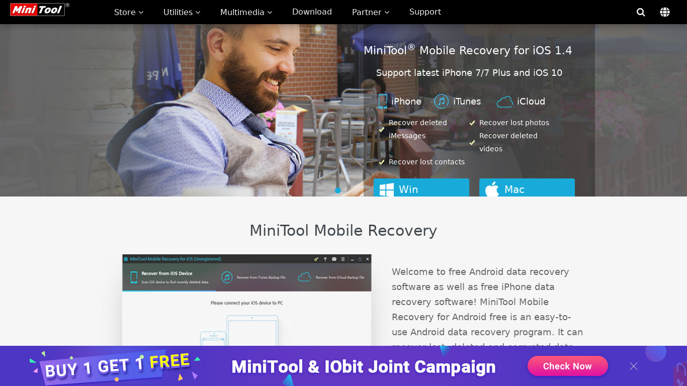 MiniTool Mobile Recovery Landing page