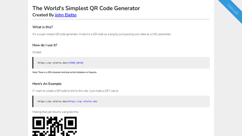 QR Code Generator For Developers Landing Page