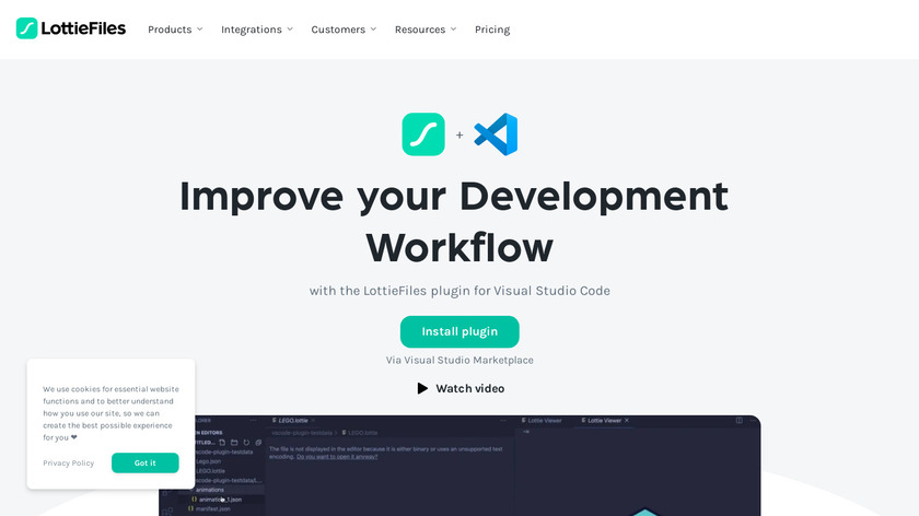 LottieFiles for VS Code Landing Page