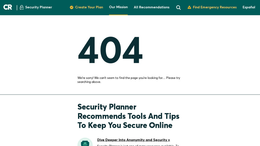 Security Planner Landing Page