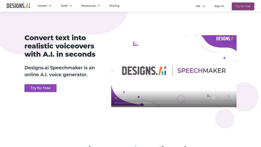 Speechmaker by Designs.ai Landing Page