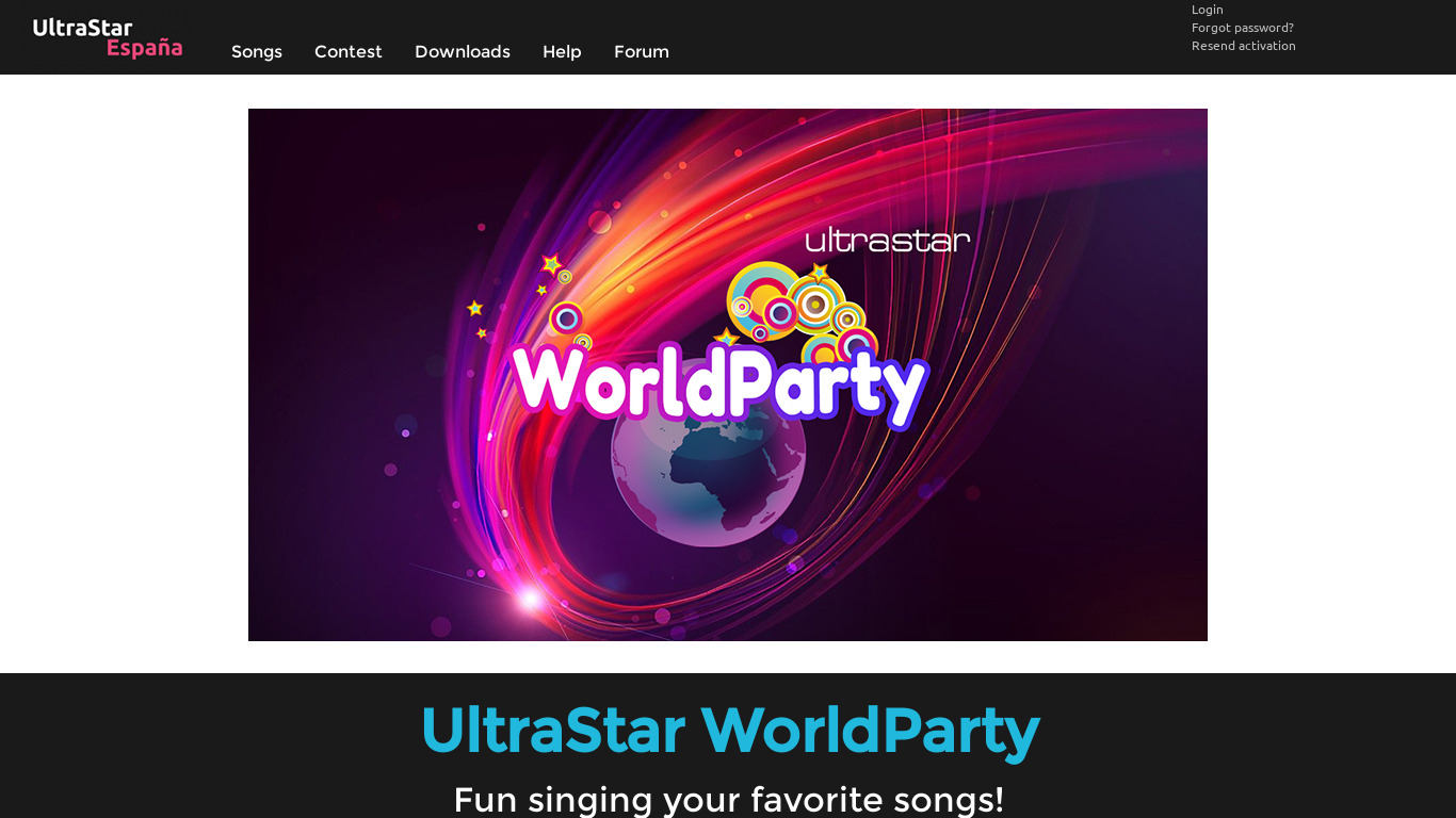 UltraStar WorldParty Landing page