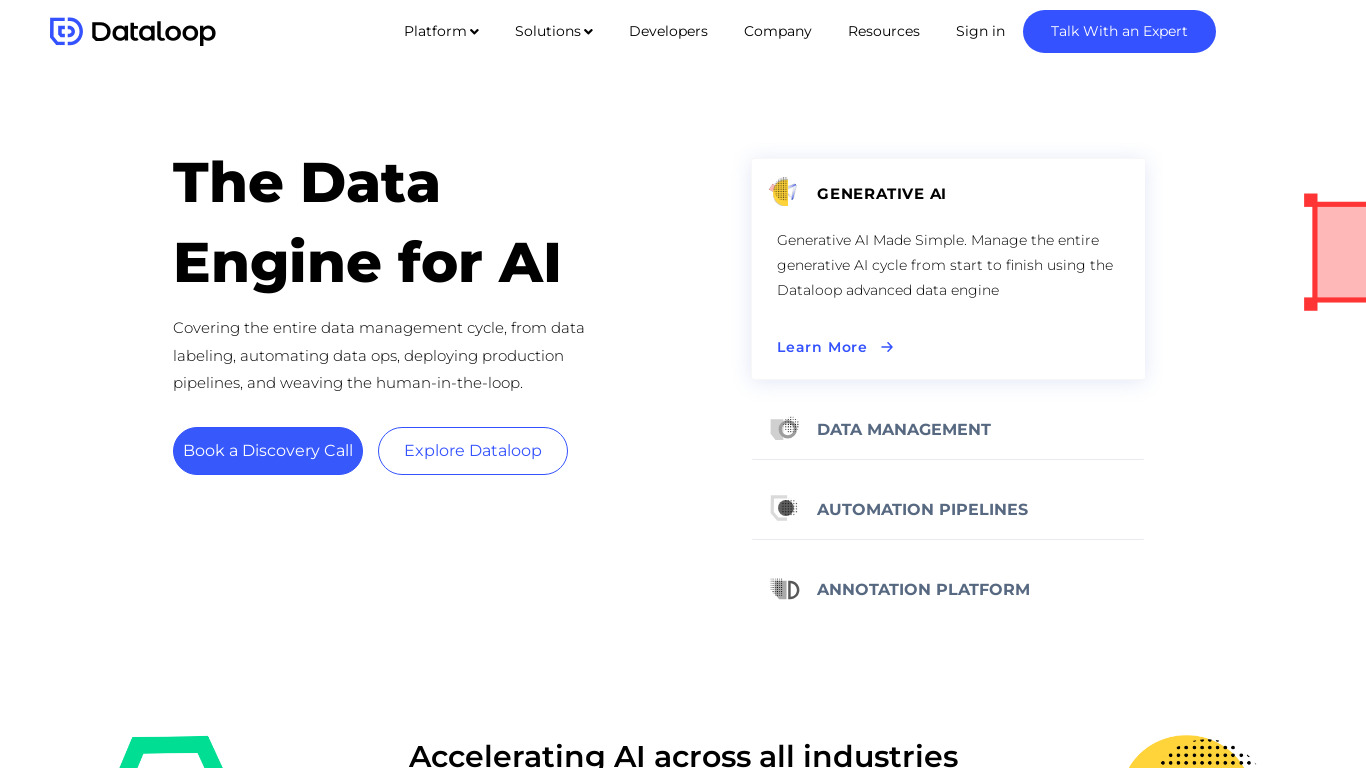 Dataloop AI Landing page