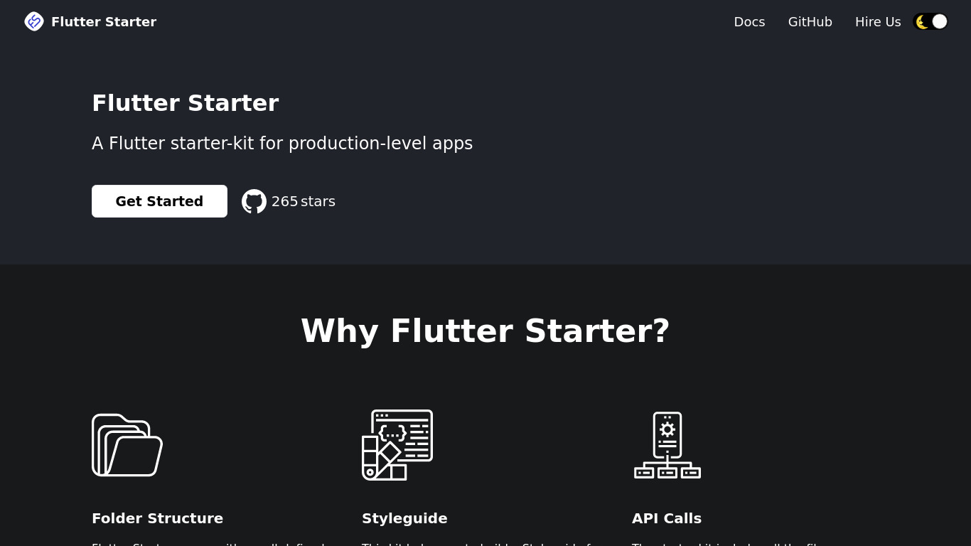 Flutter Starter Landing page