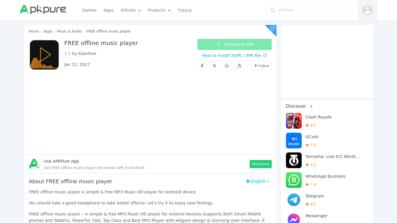 Make Sound Player Offline Mp3 Landing page