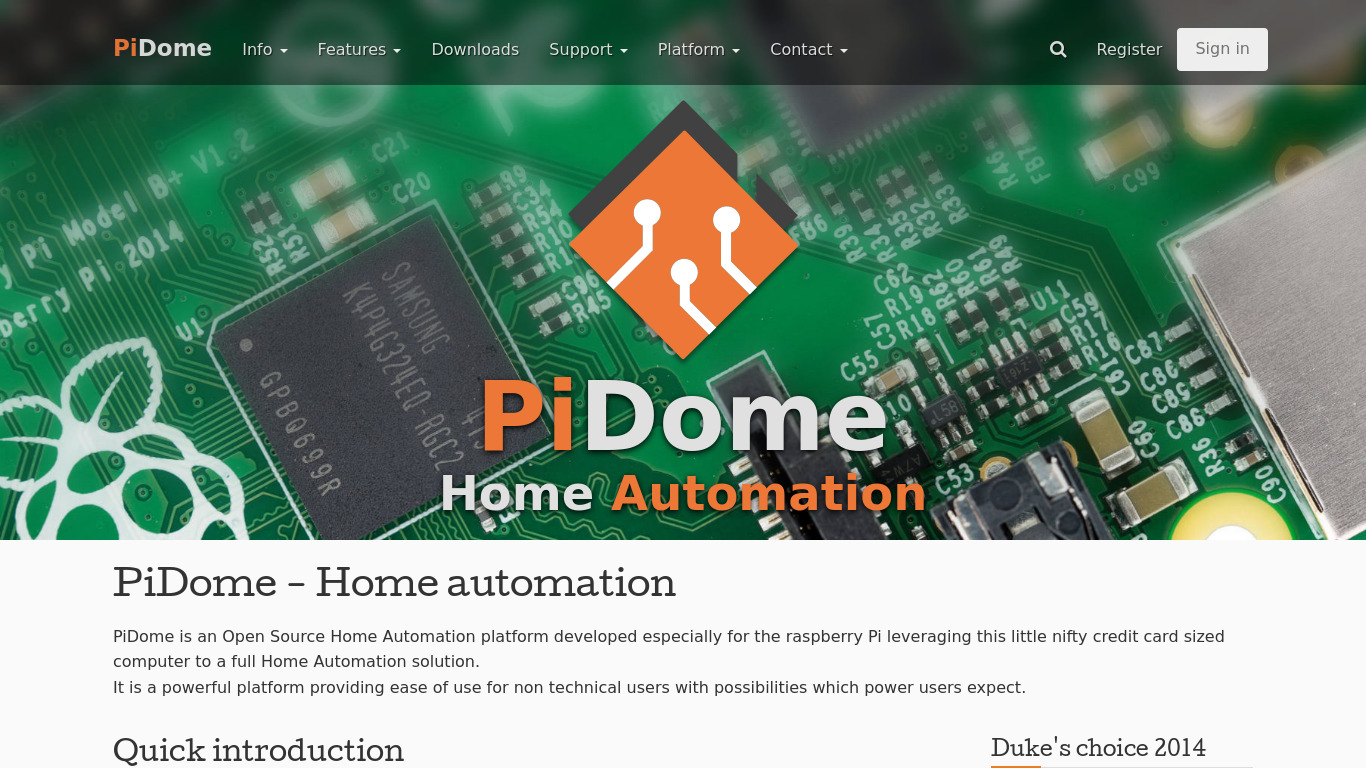 PiDome.org Landing page