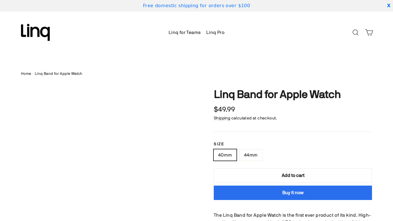 Linq Band for Apple Watch Landing page