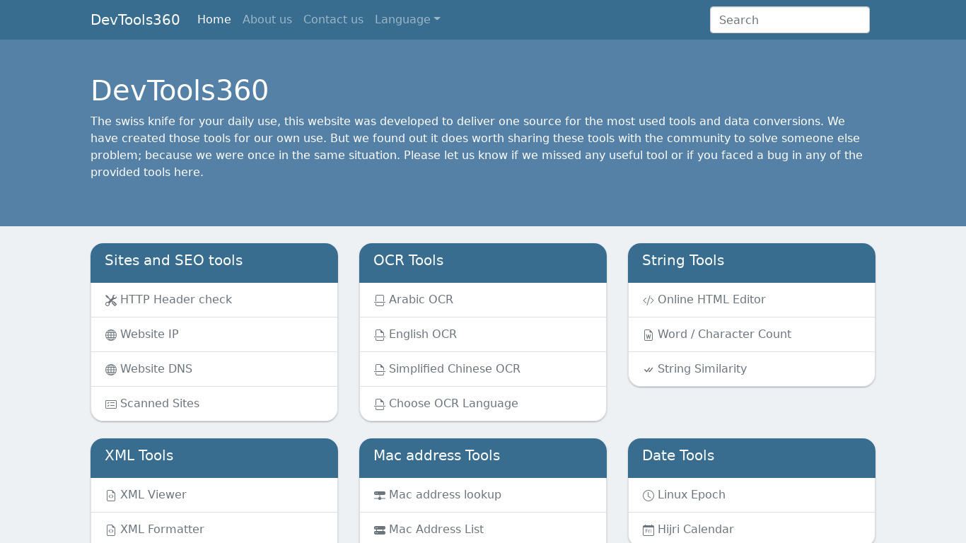 DevTools360 Landing page