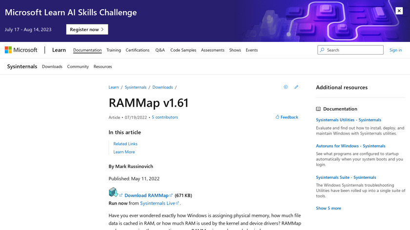 RAMMap Landing Page
