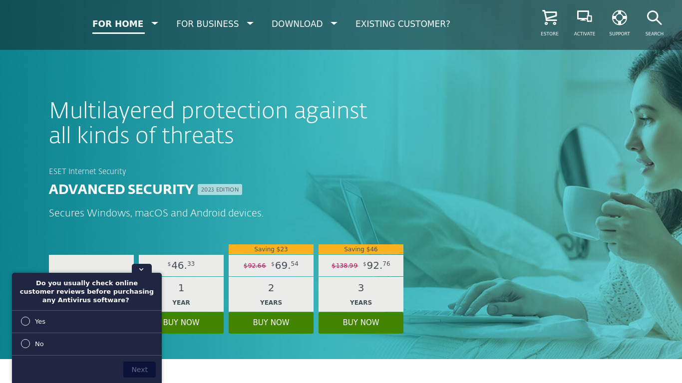 ESET PROTECT Advanced Landing page