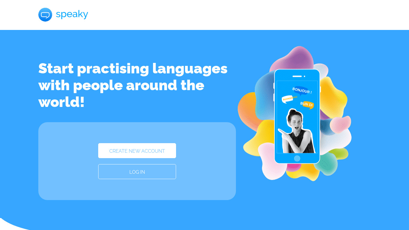 Speaky – Language Exchange Landing page