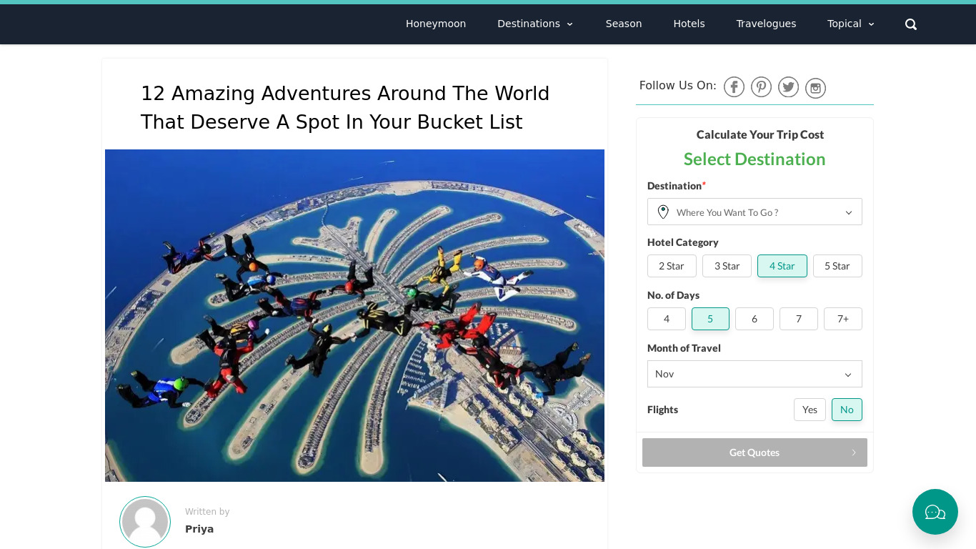 Amazing Adventures Around the World Landing page