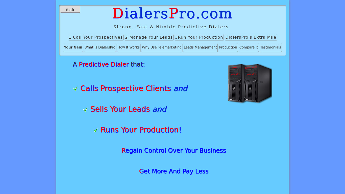 DialersPro Predictive Dialer Landing page