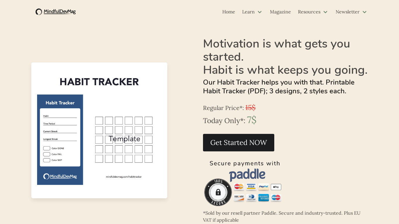 Habit Tracker Landing page